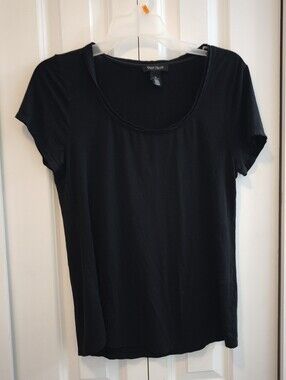 White House Black Market Black Scoop Neck Short Sleeve Tee